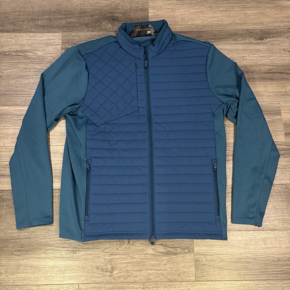 Greyson Other - GREYSON Yukon Hybrid Golf Jacket Mens XL Blue Quilted Puffer Full Zip Outerwear